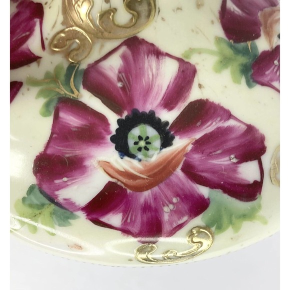 Antique Circa. 1880’s NIPPON Porcelain Moriage Footed Handpainted Floral Vase 7” - Picture 7 of 9